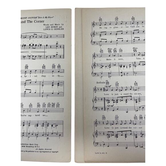 1934 Love Is Just Around The Corner Sheet Music Robin Gensler Here is My Heart - Picture 5 of 5